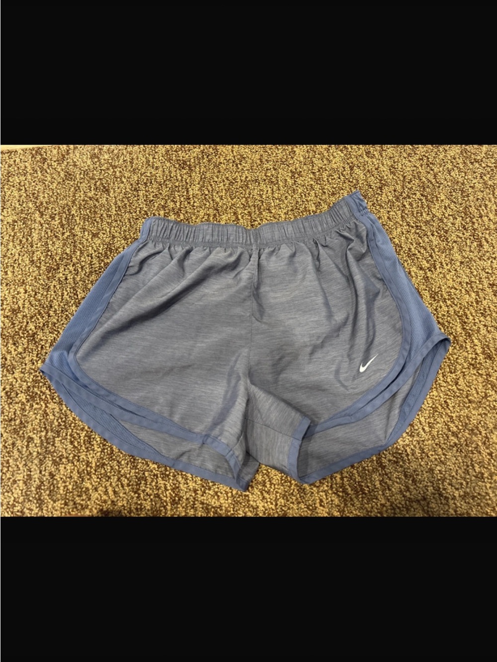 Nike Women's Heather Gray Athletic Shorts with Blue Trim
